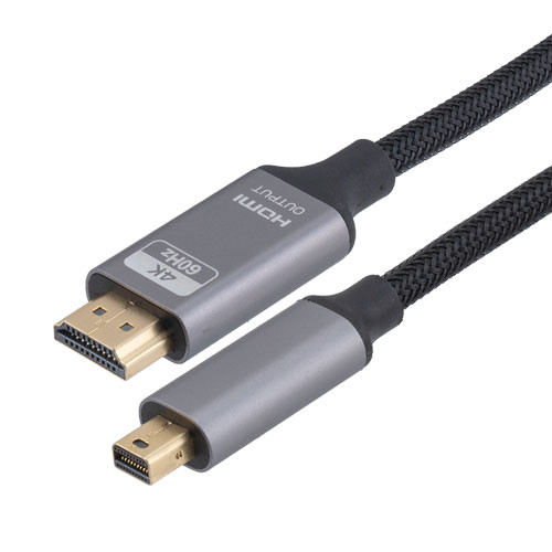 MDP to HDMI, M/M, LSZH, Alum Shell, 4K @ 60 Hz, Black Nylon Braid, 3M