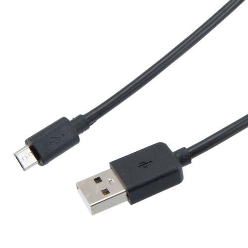 USB 2.0 AM/Micro Black TPU Cable, 1M stretched, 480 mbps, 5V, 2 Amp