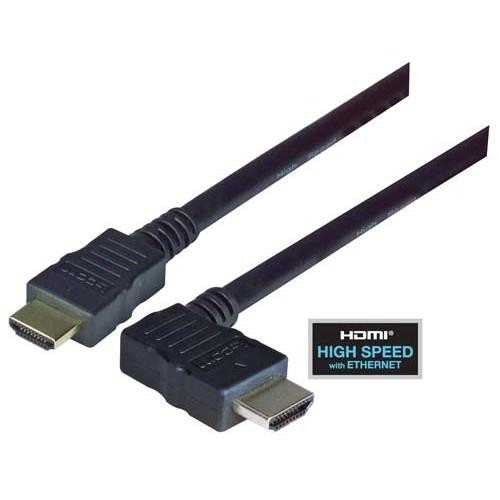 High Speed HDMI  Cable with Ethernet, Male/ Right Angle Male, LSZH, Left Exit 3.0 m