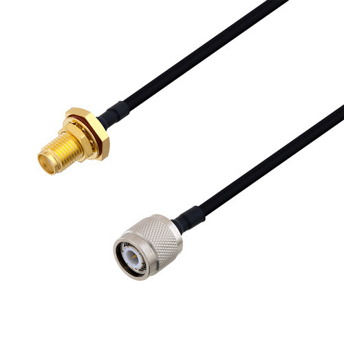 SMA Female Bulkhead to TNC Male Cable Assembly using LC141TBJ Coax, 2 FT