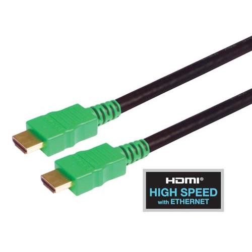 High Speed HDMI  Cable with Ethernet, Male/ Male, Green Overmold 3.0 M
