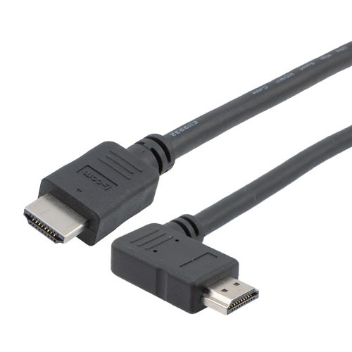 Premium Ultra High Speed HDMI Cable Supporting 8K60Hz and 48Gbps, Right Angle Right Male-Plug to Straight Male-Plug, LSZH Jacket, Black, 1M