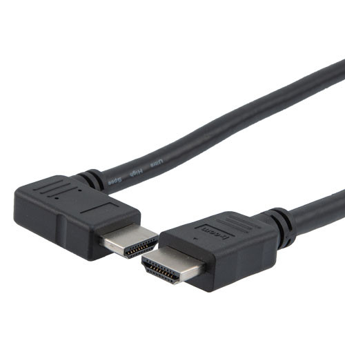 Premium Ultra High Speed HDMI Cable Supporting 8K60Hz and 48Gbps, Right Angle Left Male-Plug to Straight Male-Plug, PVC Jacket, Black, 3M