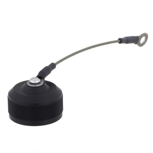 Dust Cap + Eyelet Lanyard for Ruggedized Flange Mounts, Anodized Aluminum