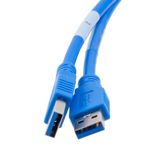 USB 3.0 Double Stack Adapter Cable, ECF Flange Panel Mount, 2x A Type Female To 2x A Type Male, Chrome Plated ABS Housing, 1.5meter