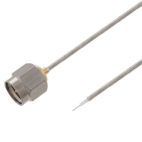Hand Formable Test Probe SMA Male to Trimmed Lead Cable Assembly using LC047TB Coax, Gold Plated Brass Body, 3 IN