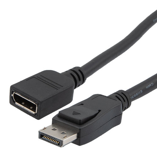 DisplayPort Digital Audio Video Cable Assembly Supporting 16K and HDR as specified in DisplayPort 2.0, Male to Female, LSZH, Black, 1M