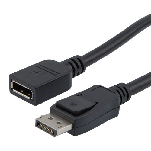 DisplayPort Digital Audio Video Cable Assembly Supporting 16K and HDR as specified in DisplayPort 2.0, Male to Female, PVC, Black, 1M