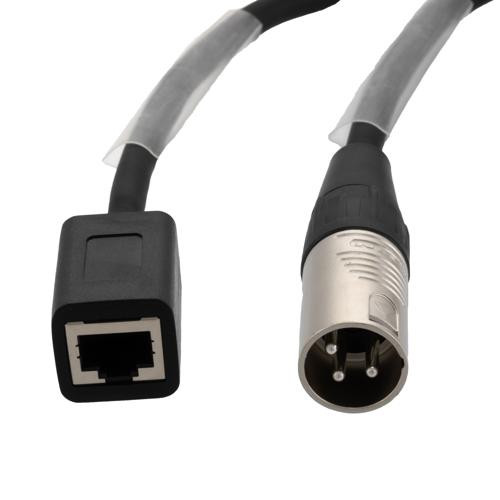 DMX Lighting Adapter Cable, 3 pin XLR Male to RJ45 Female, Black, 1 FT