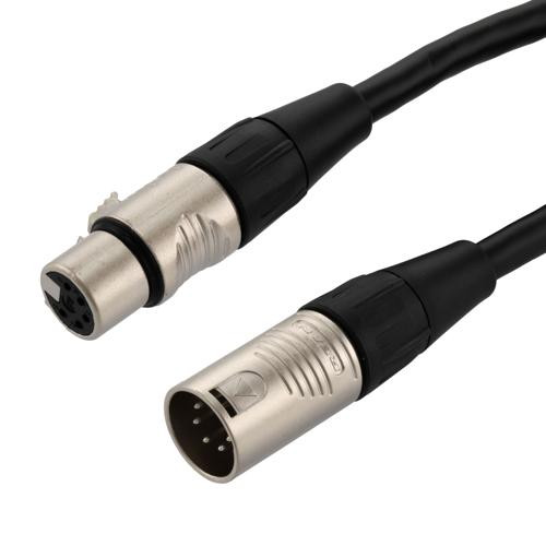 DMX 512 Lighting Cable, 5 pin XLR Male to 5 pin XLR Female, Black, 10 FT