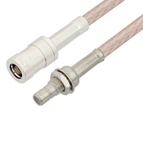 SMB Plug to SMB Jack Bulkhead Cable Assembly using RG316-DS Coax, 1.5 FT , LF Solder