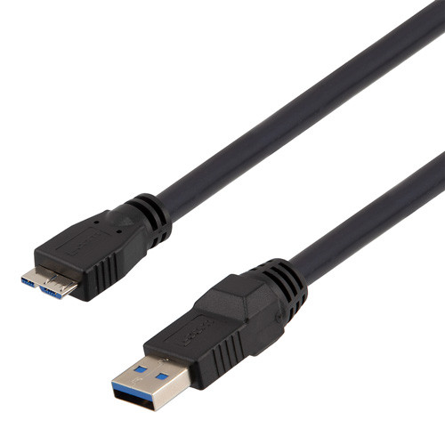 High Flex Drag Chain USB Cable Assembly, Type A Male Plug to Micro Type B Male Plug, 28/26/22AWG, 20276 VW-1 PVC, Black, 2.0m