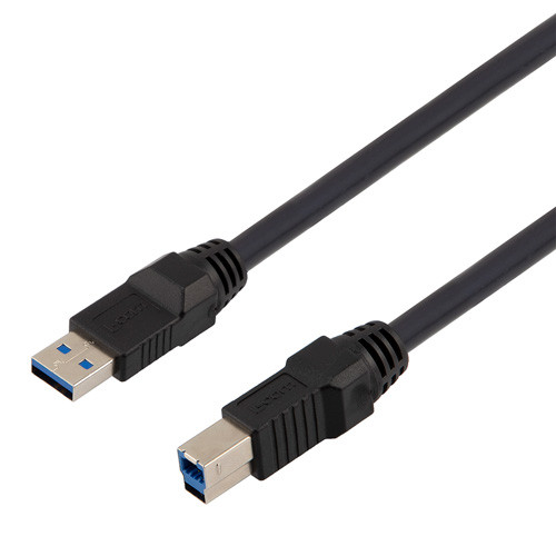 High Flex Drag Chain USB 3.0 Cable Assembly, Type A Male Plug to Type B Male Plug, 28/26/22AWG, 20276 VW-1 PVC, Black, 2.0m