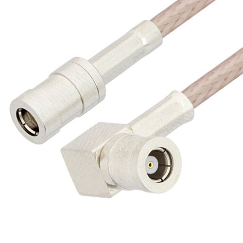 SMB Plug to SMB Plug Right Angle Cable Assembly using RG316-DS Coax, 1 FT , LF Solder