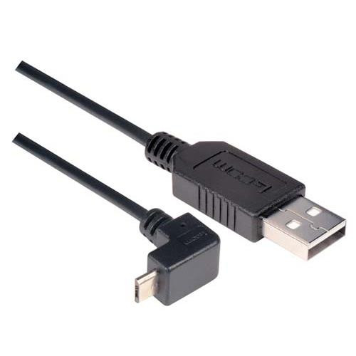 Angled USB cable, Straight A Male/ Up Angle Micro B Male, 2.0m