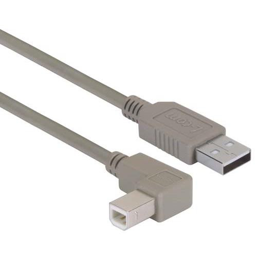 Right Angle USB Cable, Straight A Male / Right Angle B Male, 5.0m