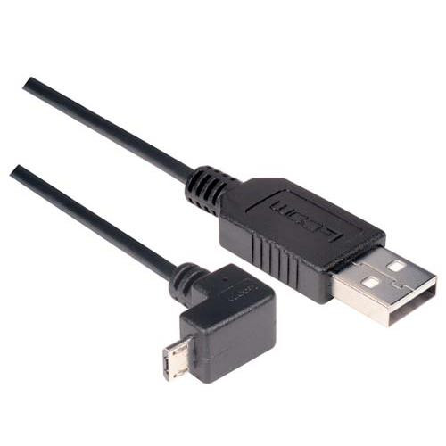 Angled USB cable, Straight A Male/ Down Angle Micro B Male, 1.0m