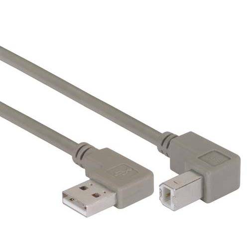 Right Angle USB Cable, Right Angle A Male/Down Angle B Male, 1.0m