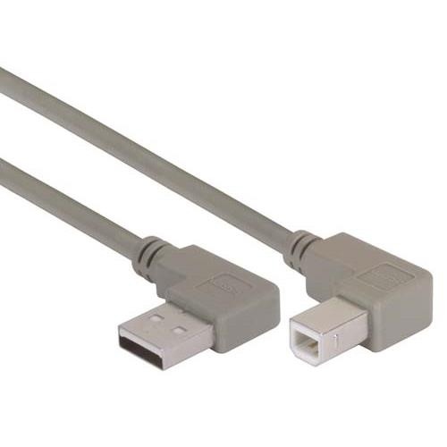 Right Angle USB Cable, Left Angle A Male/Right Angle B Male, 2.0m