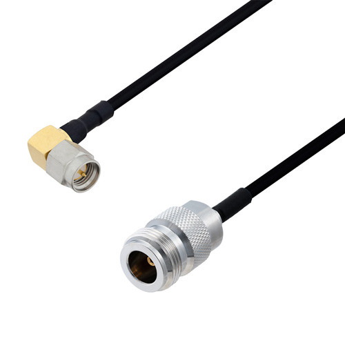 N Female to SMA Male Right Angle Cable Assembly using LC141TBJ Coax, 1 FT