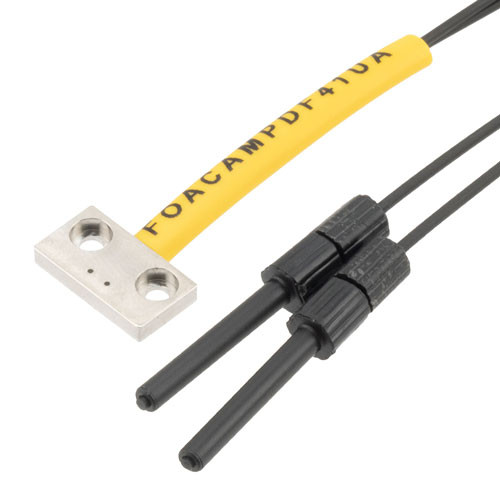 Fiber Optic Sensor Cable, 1M Flat Bracket Type, Diffuse Reflection, R2 POF, 2 mm Thick Rectangular Sensing End, and Flat Side Beam Exit