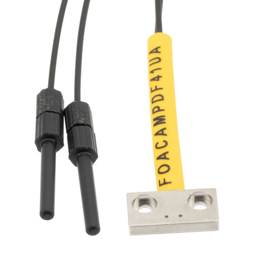 Fiber Optic Sensor Cable, 1M Flat Bracket Type, Diffuse Reflection, R2 POF, 2 mm Thick Rectangular Sensing End, and Flat Side Beam Exit