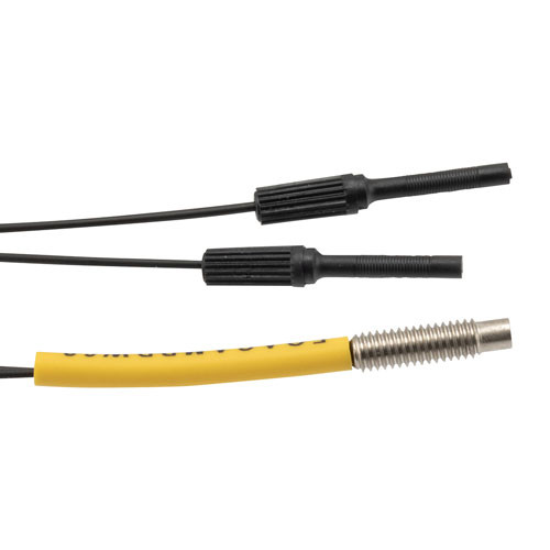 Fiber Optic Sensor Cable, 2M Small Bend Radius, Diffuse Reflection, R4 POF, Threaded M4 Cylindrical Sensing End with Straight Beam Exit