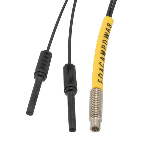 Fiber Optic Sensor Cable, 2M Small Bend Radius, Diffuse Reflection, R4 POF, Threaded M4 Cylindrical Sensing End with Straight Beam Exit