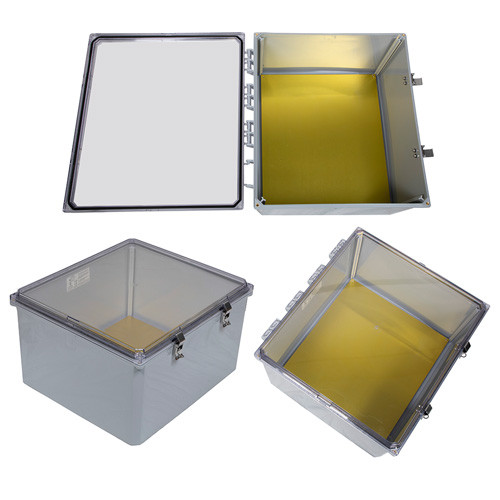 18x16x10 UL® Listed Polycarbonate Weatherproof NEMA 4X Enclosure w/Aluminum Mounting Plate, Clear Lid DKGY
