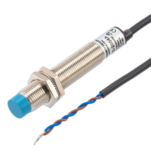 Capacitive Proximity Sensor, Cylindrical, M12, Non-shielded, Ni-plated Brass, AC 2-wire NC, Sensing Distance 4 mm, 2 meter 2-wire cable