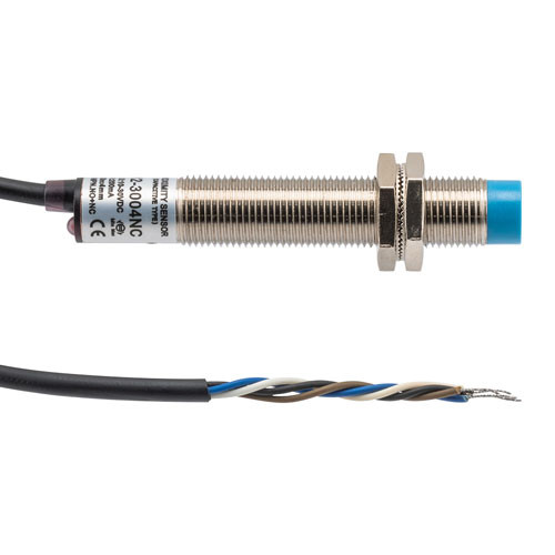 Capacitive Proximity Sensor, Cylindrical, M12, Non-shielded, Ni-plated Brass, PNP NO+NC, Sensing Distance 4 mm, 2 meter 4-wire cable