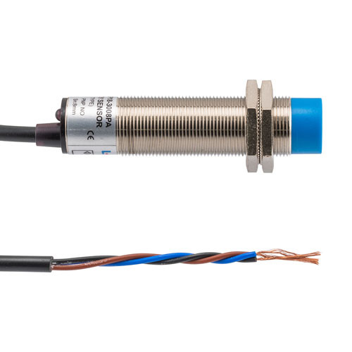 Capacitive Proximity Sensor, Cylindrical, M18, Non-shielded, Ni-plated Brass, PNP NO, Sensing Distance 8 mm, 2 meter 3-wire cable