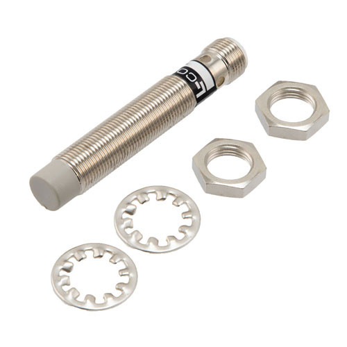 Inductive Proximity Sensor, cylindrical, M12 threaded, non-shielded, Ni-Cu alloy, NPN NO, sensing distance 8mm, 4-pin M12 connector