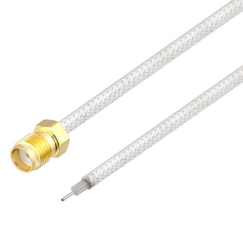 Hand Formable Test Probe SMA Female to Trimmed Lead Cable Assembly using LC085TB Coax, Gold over Nickel Plated Brass Body, 3 IN