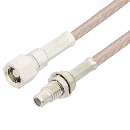 SMC Plug to SMC Jack Bulkhead Cable Assembly using RG316-DS Coax, 0.5 FT
