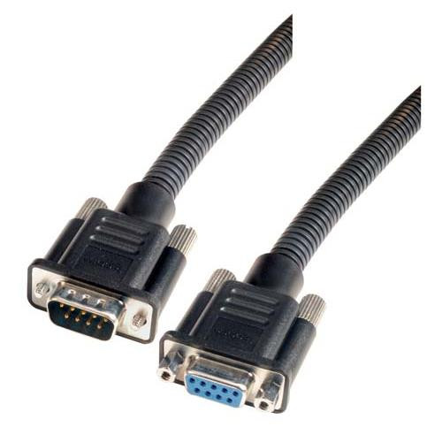 Plastic Armored DB9 Cable, Male/Female, 2.5 feet