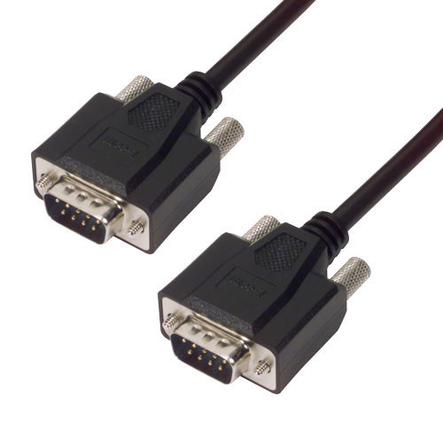 Deluxe Molded Black D-Sub Cable, DB9 Male / Male, 25.0 ft
