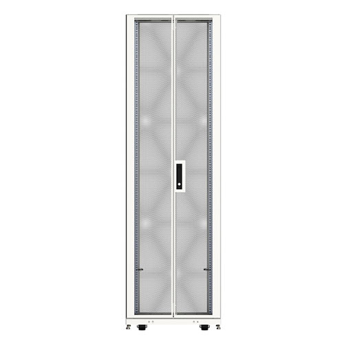 42U Server Rack Cabinet (White), 1000mm depth, Glass Front Door and Perf. rear french doors, fan compatible top