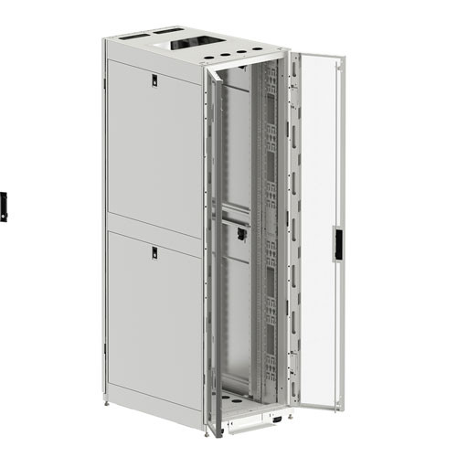 42U Server Rack Cabinet (White), 1000mm depth, Glass Front Door and Perf. rear french doors, fan compatible top
