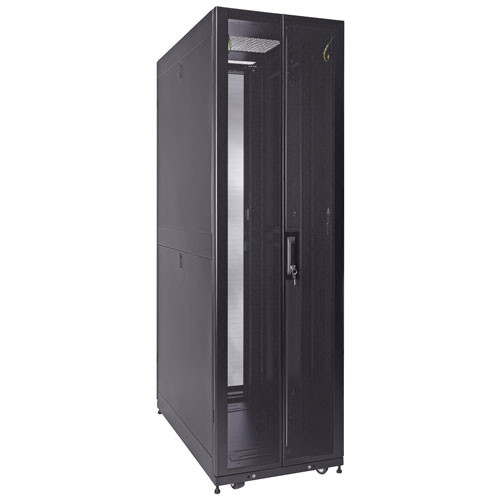 42U Server Rack Cabinet, 1000mm depth, Glass Front Door and Perf. rear french doors, fan compatible top