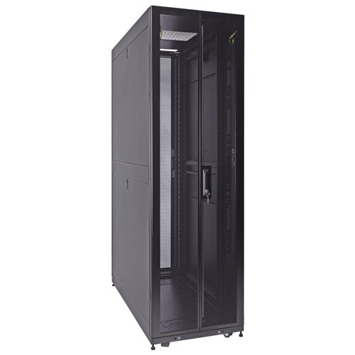 42U Server Rack Cabinet, 1200mm depth, Glass Front Door and Perf. rear french doors, fan compatible top