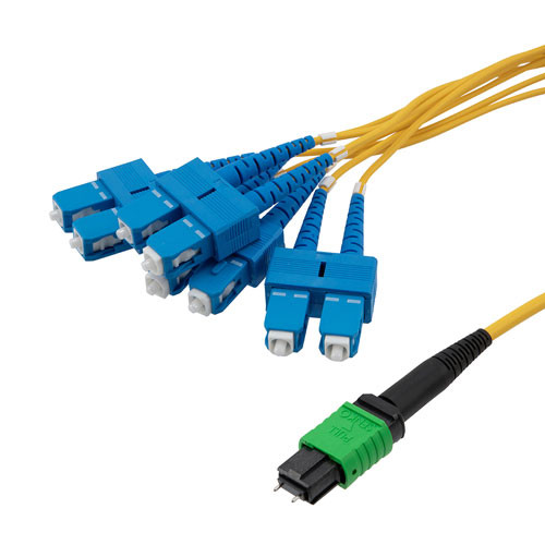Type A MPO w/ pins to SC/UPC fan-out, 2.0mm Diameter, 8 Fiber, Single Mode OS2 9/125, LSZH Jacket, 1 Meter