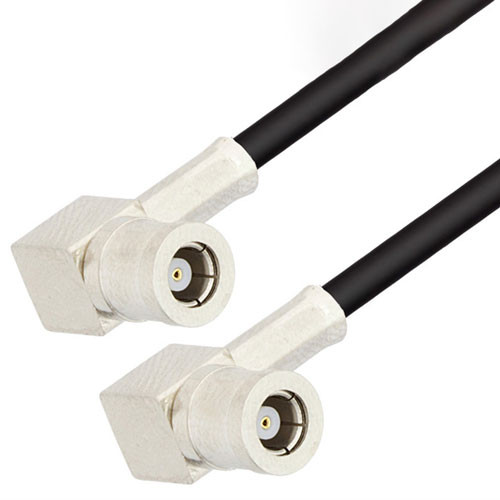 SMB Plug Right Angle to SMB Plug Right Angle Cable Assembly using RG174 Coax, 2 FT , LF Solder