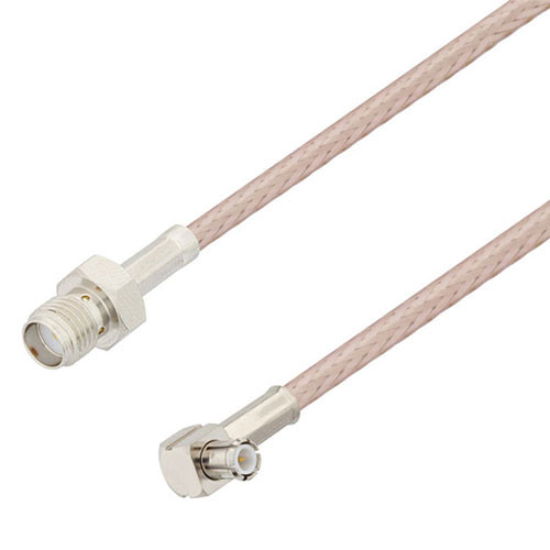 SMA Female to MCX Plug Right Angle Cable Assembly using RG316 Coax, 5 FT