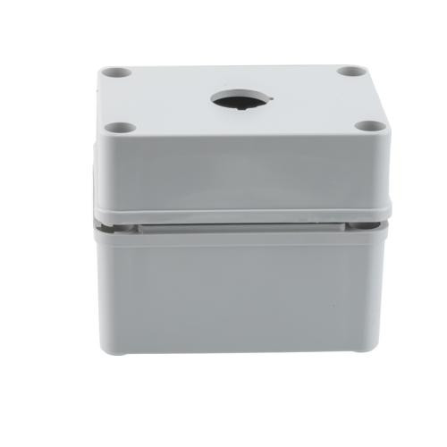 Pushbutton Enclosure, 1 Hole, 22.5, Polyester, Gray