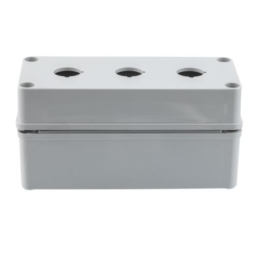 Pushbutton Enclosure, 3 Hole, 22.5, Polyester, Gray