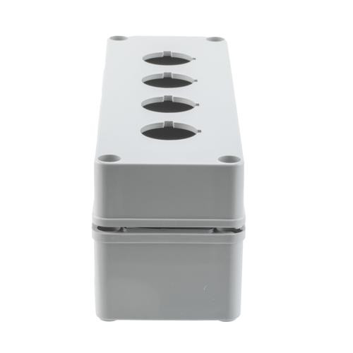 Pushbutton Enclosure, 4 Hole, 30.5mm, Polyester, Gray