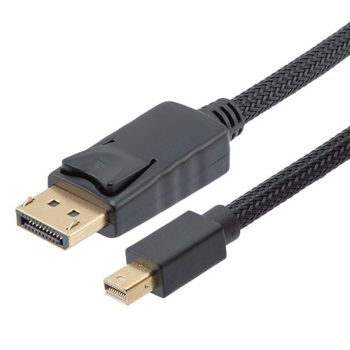Nylon Braided Cable, DisplayPort to Mini DisplayPort Male to Male with Ferrites, Supports 4K Resolution, 1 Meter