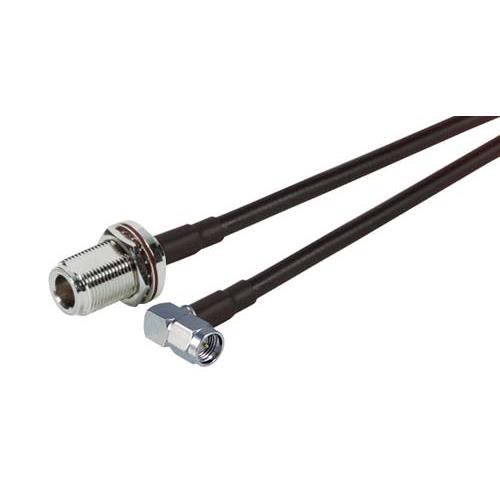 SMA Male Right Angle to N-Female Bulkhead, Pigtail 2 ft 195-Series