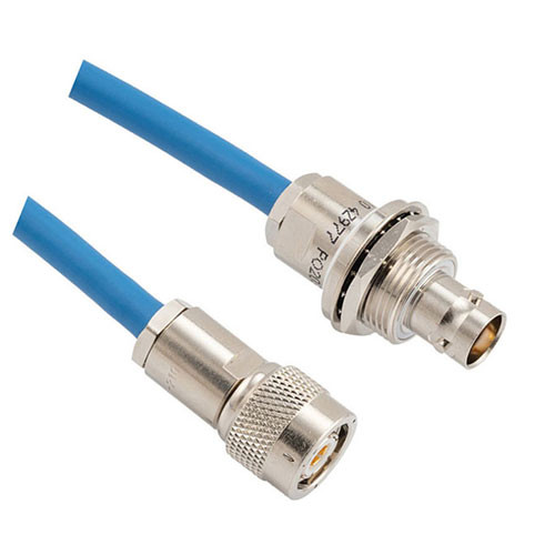 Lead Free LSZH Threaded TRB Plug to 3-Lug TRB Bulkhead Insulated Jack for 78 Ohm TWCH-78-2-LC, 60" Cable